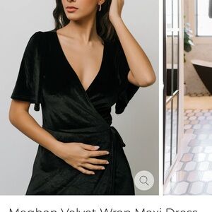 Baltic Born Meghan Velvet Wrap Maxi Dress Black